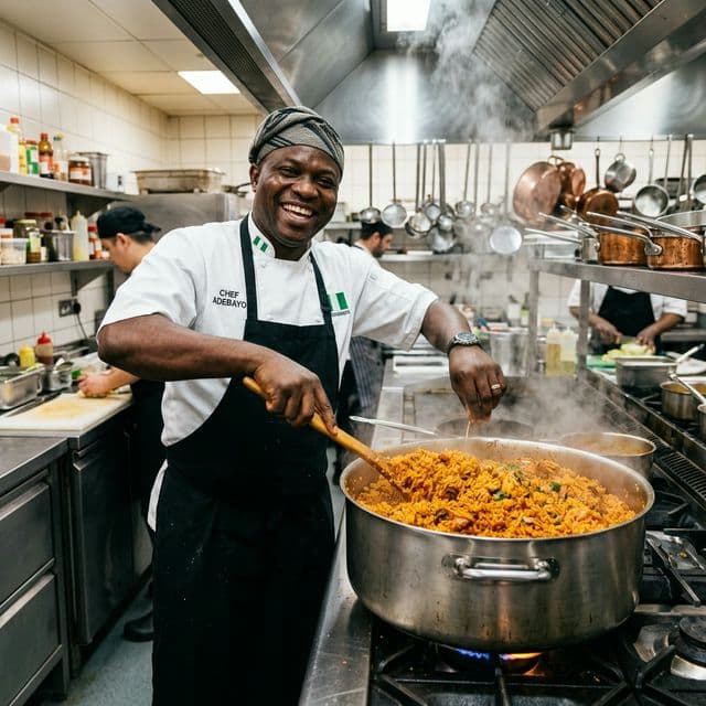 Chef cooking Jollof Rice